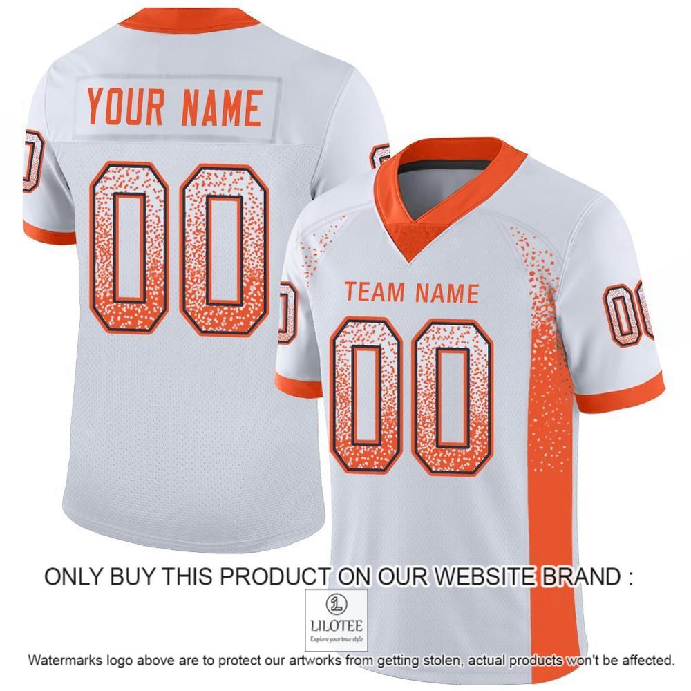 White Orange-Navy Mesh Drift Fashion Personalized Football Jersey - LIMITED EDITION 11