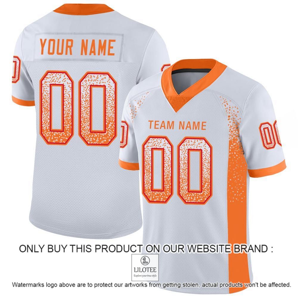 White Orange-Red Mesh Drift Fashion Personalized Football Jersey - LIMITED EDITION 10