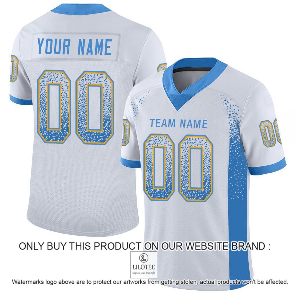 White Powder Blue-Gold Mesh Drift Fashion Personalized Football Jersey - LIMITED EDITION 11