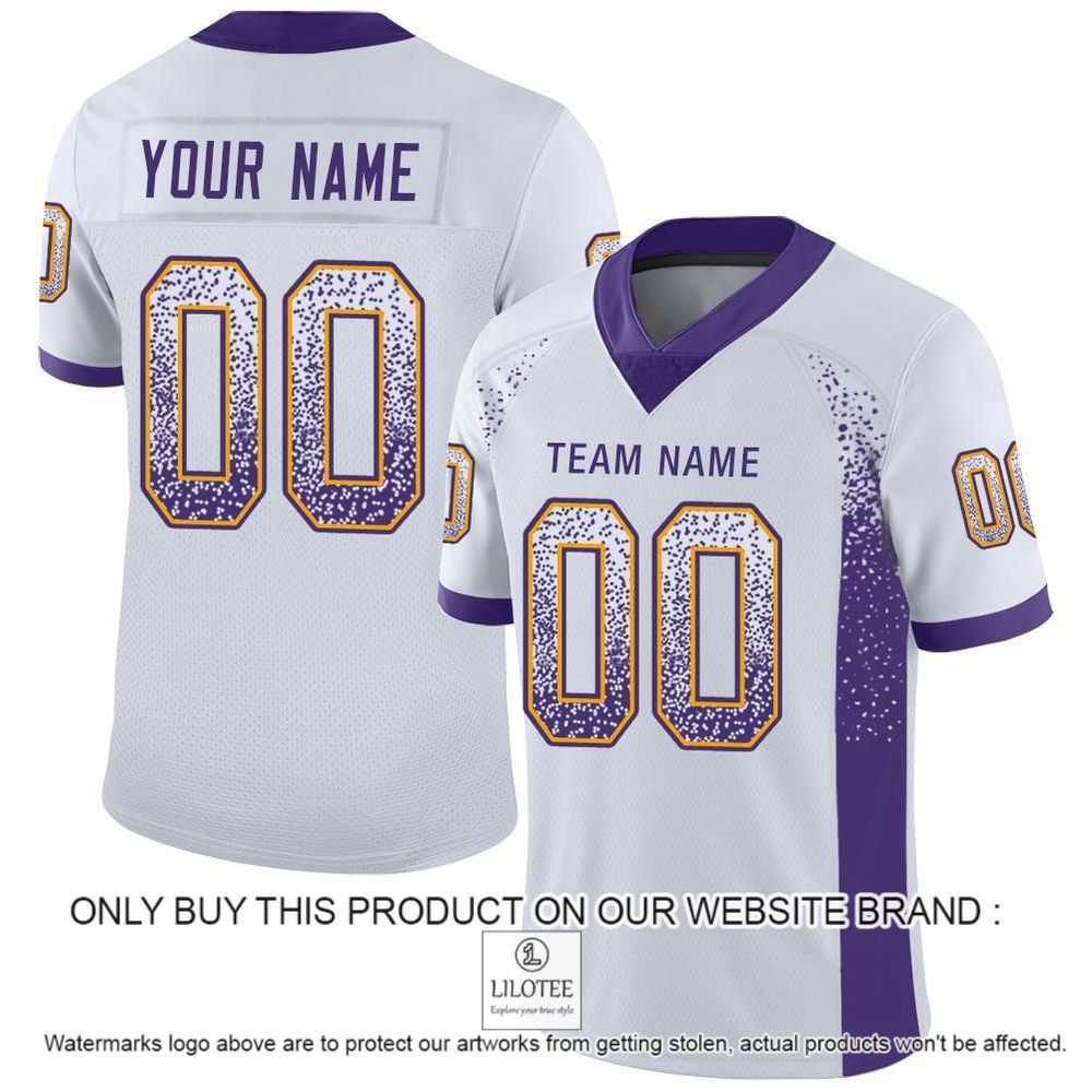 White Purple-Gold Mesh Drift Fashion Personalized Football Jersey - LIMITED EDITION 11