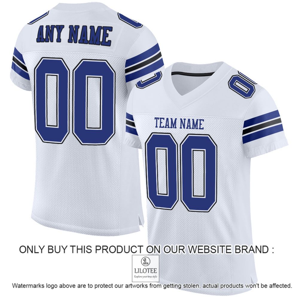 White Royal-Black Personalized Football Jersey - LIMITED EDITION 10