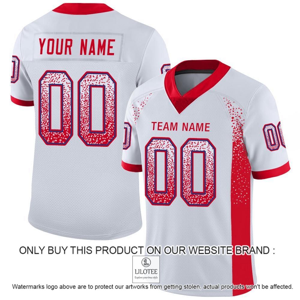 White Scarlet-Royal Mesh Drift Fashion Personalized Football Jersey - LIMITED EDITION 10