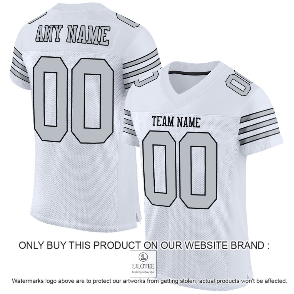 White Silver-Black Color Mesh Authentic Personalized Football Jersey - LIMITED EDITION 11