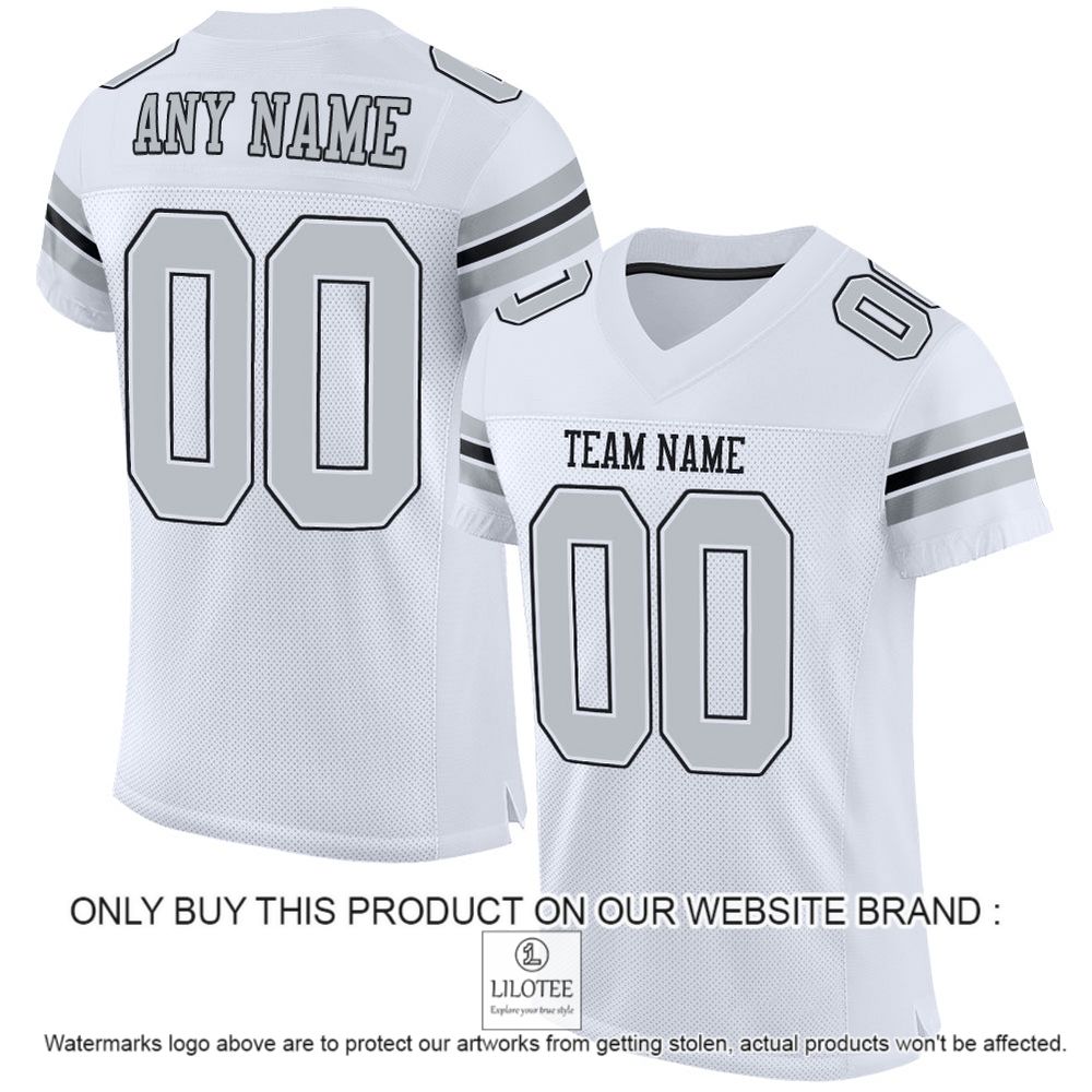 White Silver-Black Personalized Football Jersey - LIMITED EDITION 11