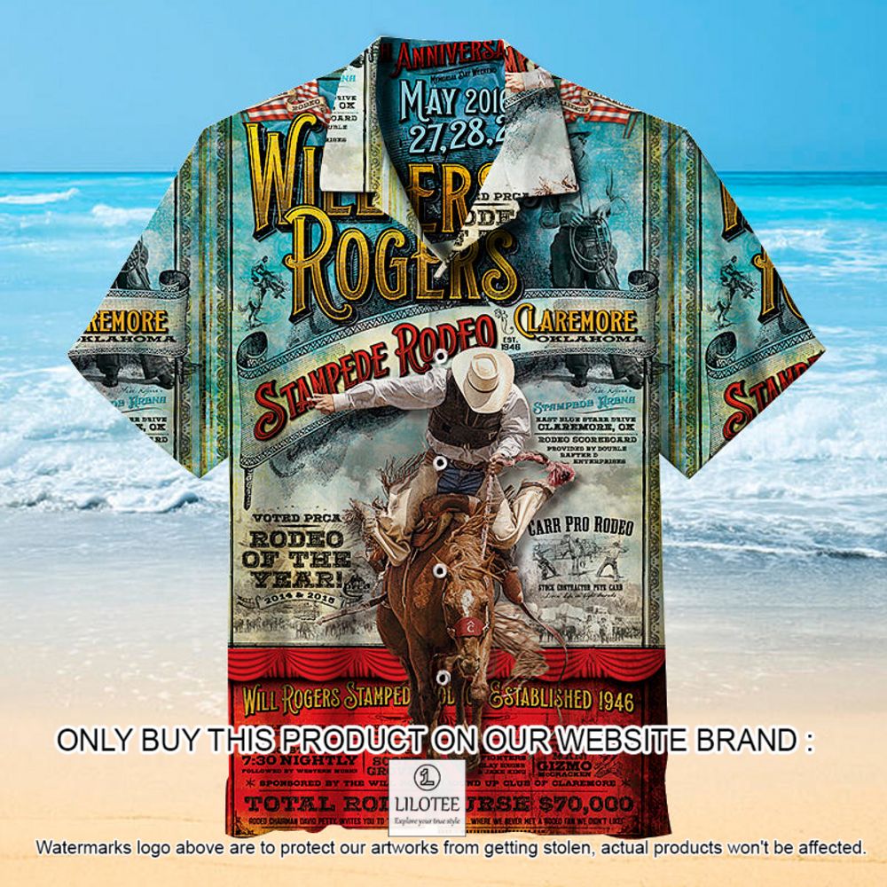 Will Rogers Stampede Rodeo Pattern Short Sleeve Hawaiian Shirt - LIMITED EDITION 13