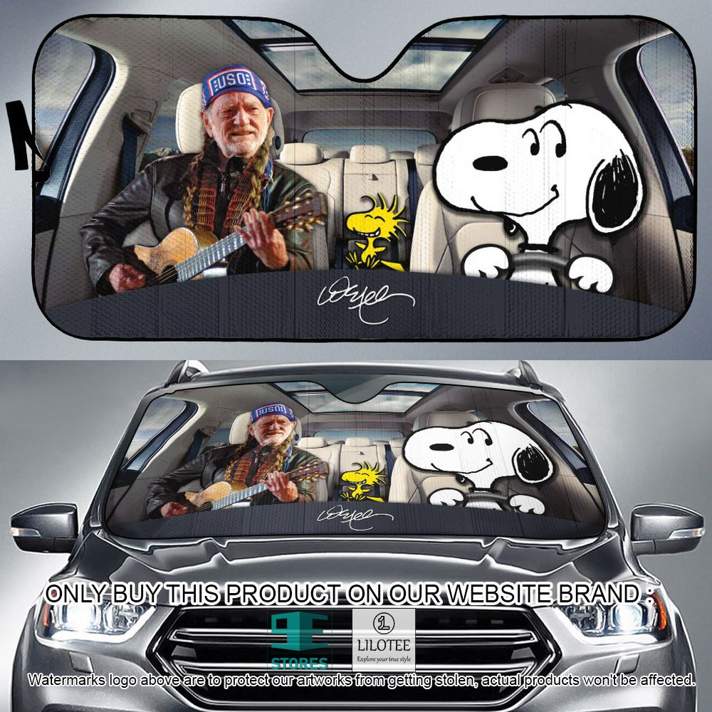 Willie Nelson Snoopy and Woodstock Car Sunshade - LIMITED EDITION 9