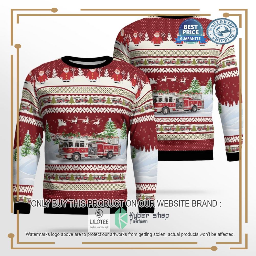Windsor Locks Connecticut Bradley International Airport Fire Department Ugly Christmas Sweater - LIMITED EDITION 12