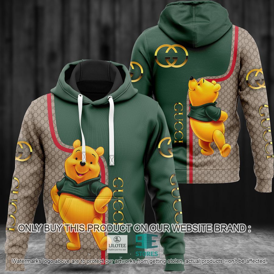 Winnie-the-Pooh Gold Gucci Green 3D All Over Print Hoodie 9