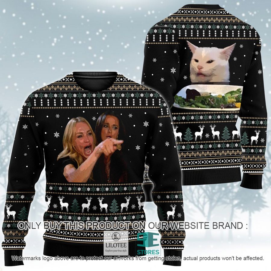 Woman Yelling At Cat black Ugly Christmas Sweater - LIMITED EDITION 4