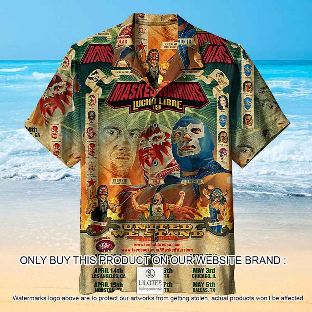 WWE Masked Warriors Lucha Libre USA Short Sleeve Hawaiian Shirt - LIMITED EDITION 11