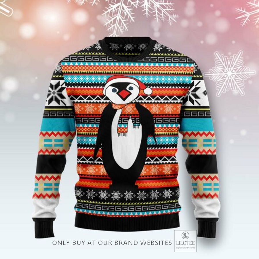 Colorful Pattern Penguin Ugly Christmas Sweatshirt 19