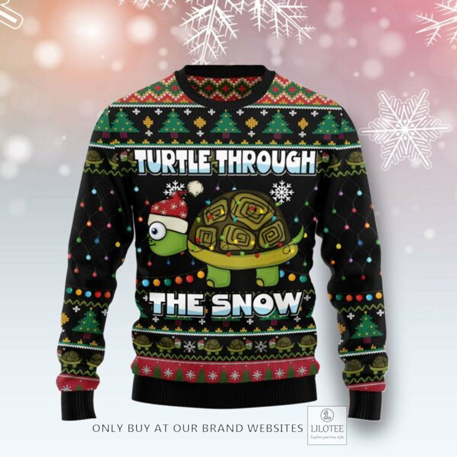 Turtle Through The Snow Ugly Christmas Sweatshirt 7