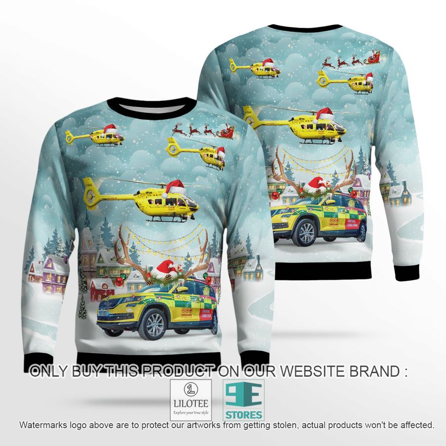 Yorkshire Air Ambulance Car & Eurocopter EC 145T2 Christmas Sweater - LIMITED EDITION 18