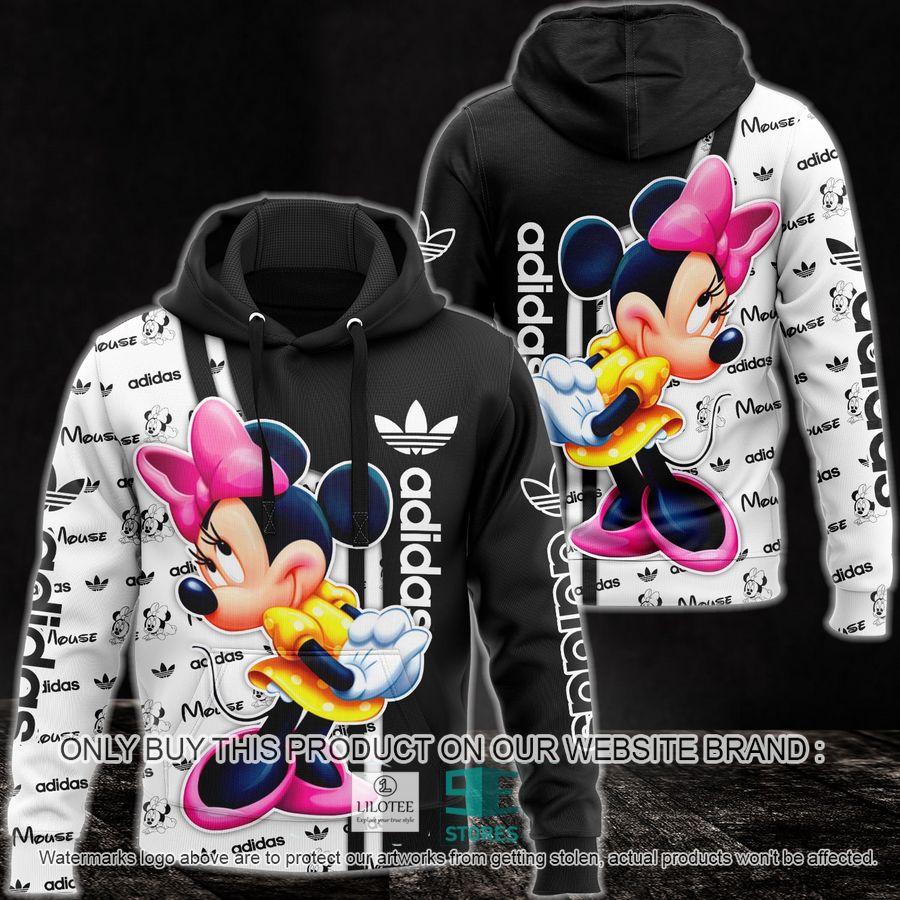 Minie Mouse Adidas Black White 3D All Over Print Hoodie 9
