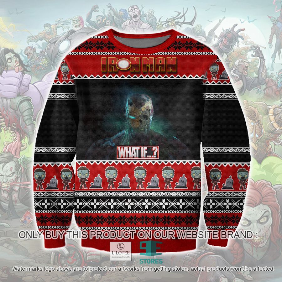 Zombie Iron Man Ugly Christmas Sweater, Sweatshirt 16
