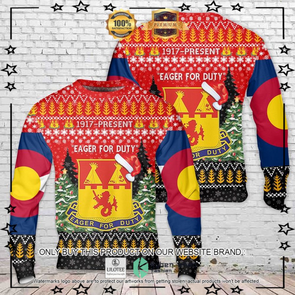 3 157th field artillery battalion 1917 present eager for duty christmas sweater 1 15957
