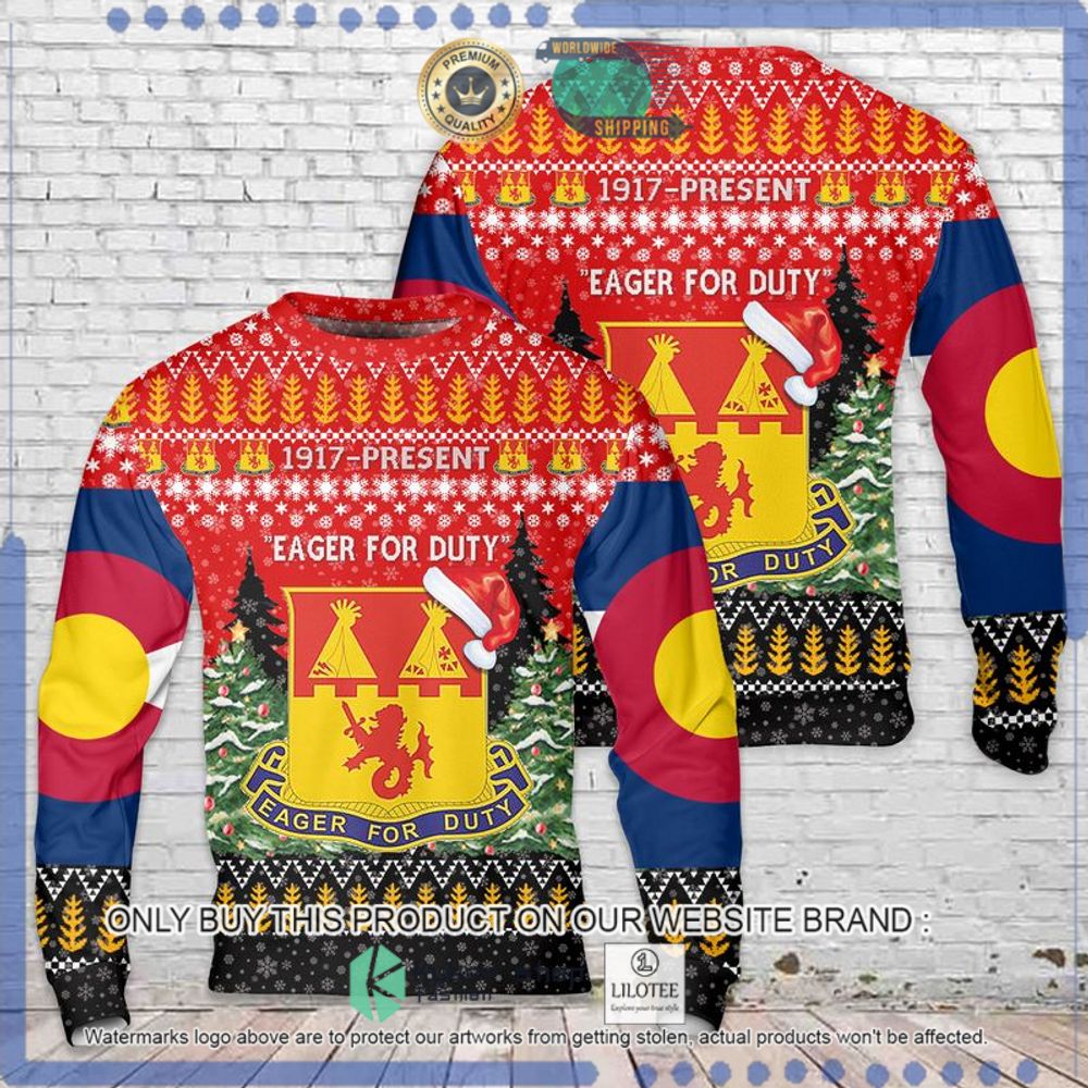 3 157th field artillery battalion 1917 present eager for duty christmas sweater 1 82178