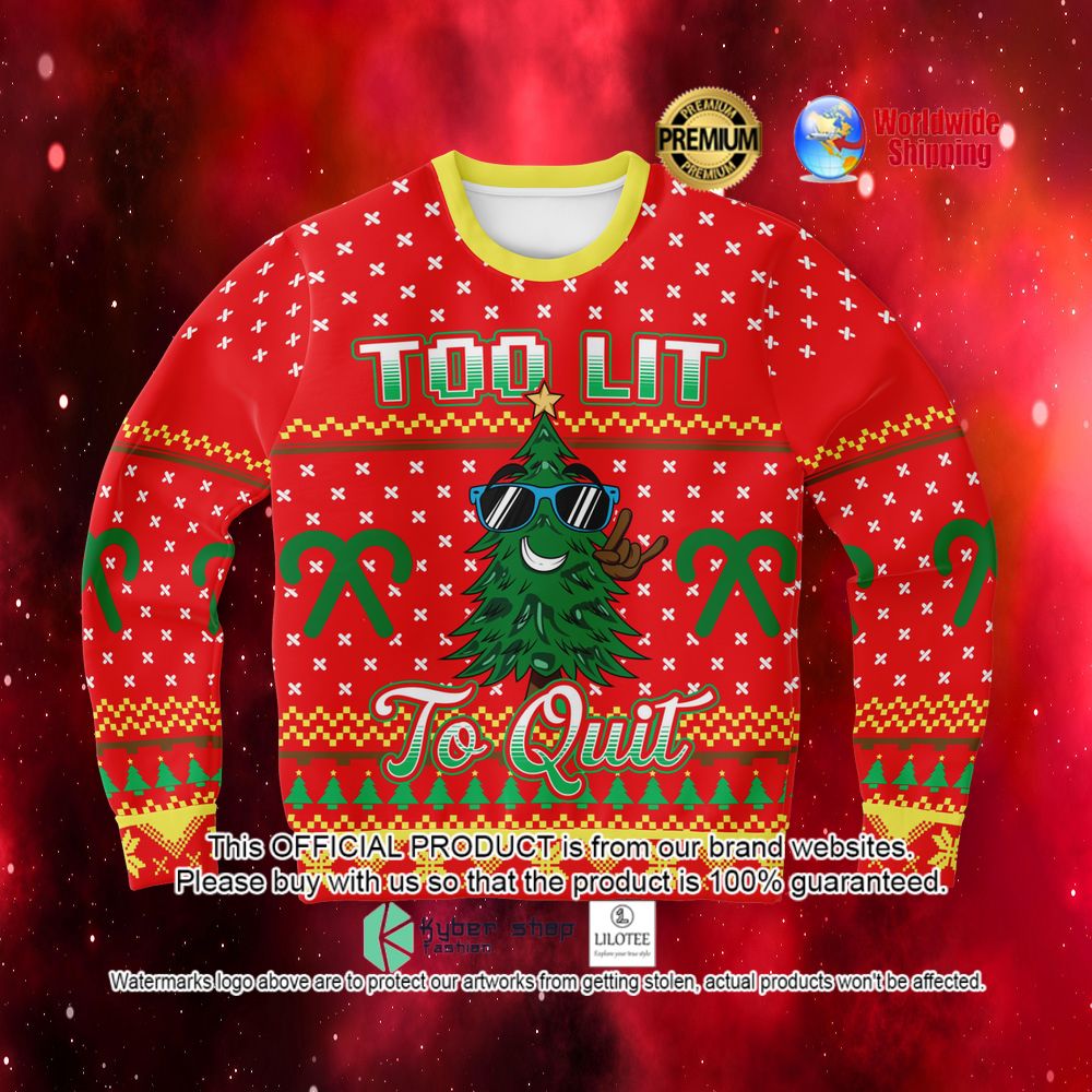 too lit to quit tree sweater 1 76
