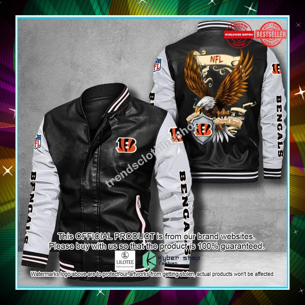 cincinnati bengals nfl eagle leather bomber jacket 1 364