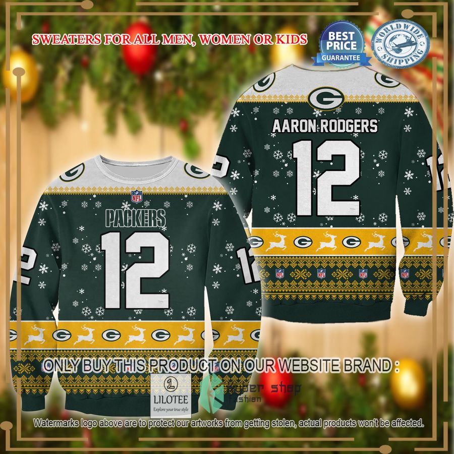 aaron rodgers green bay packers christmas sweater 1 253