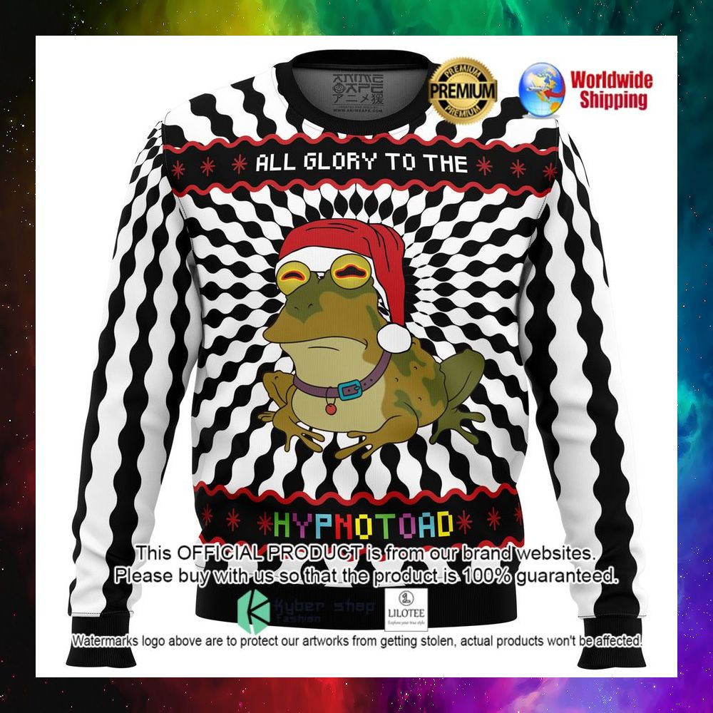 all glory to the hypnotoad santa hat christmas sweater 1 440