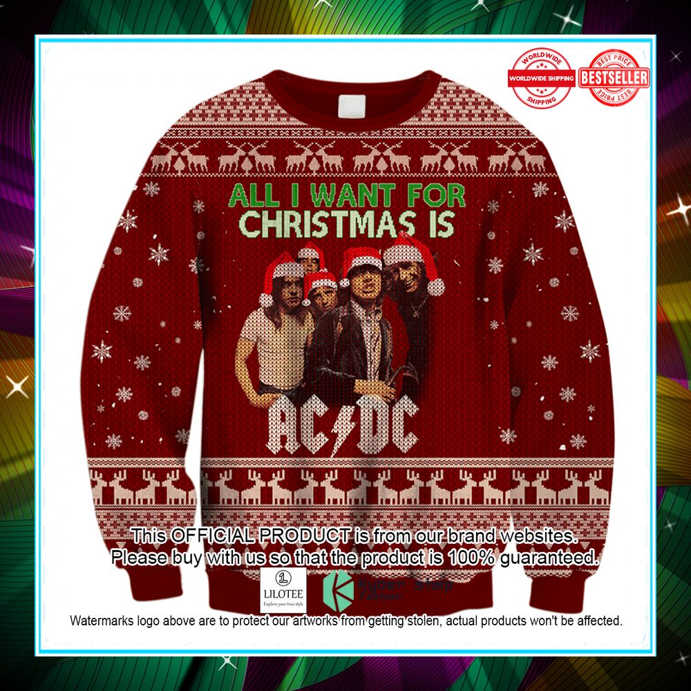 all i want for christmas is acdc red sweater 1 912