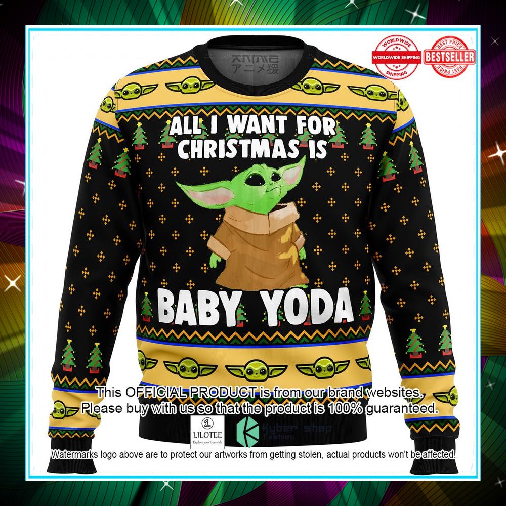 all i want for christmas is baby yoda star wars ugly christmas sweater 1 252