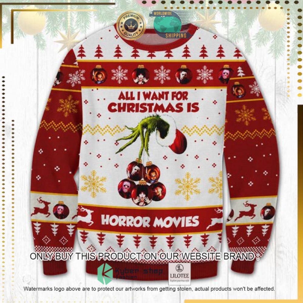 Alternative view of All i Want for Christmas is Horror Movies Ugly Christmas Sweater - LIMITED EDITION