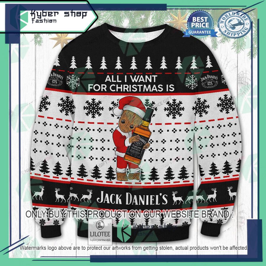 all i want for christmas is jack daniels ugly christmas sweater 1 3157