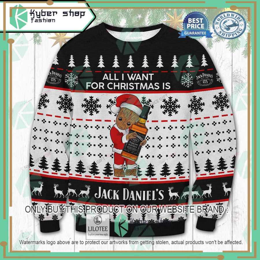 all i want for christmas is jack daniels ugly christmas sweater 1 95009