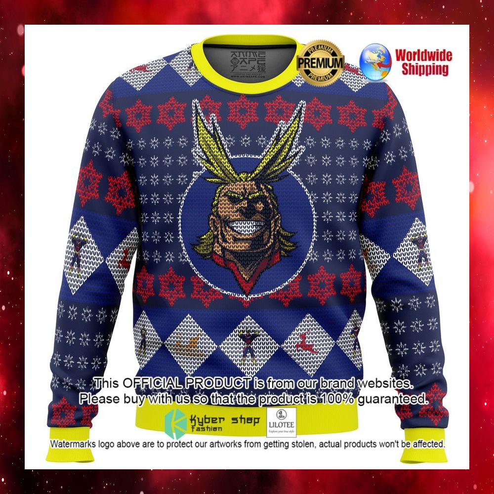 all might my hero academia anime christmas sweater 1 366