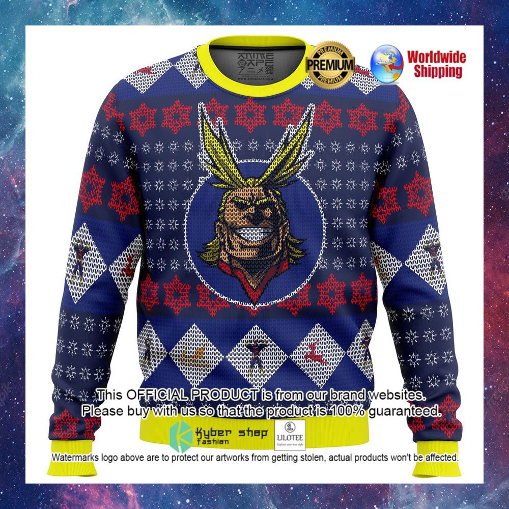all might my hero academia anime christmas sweater 1 959