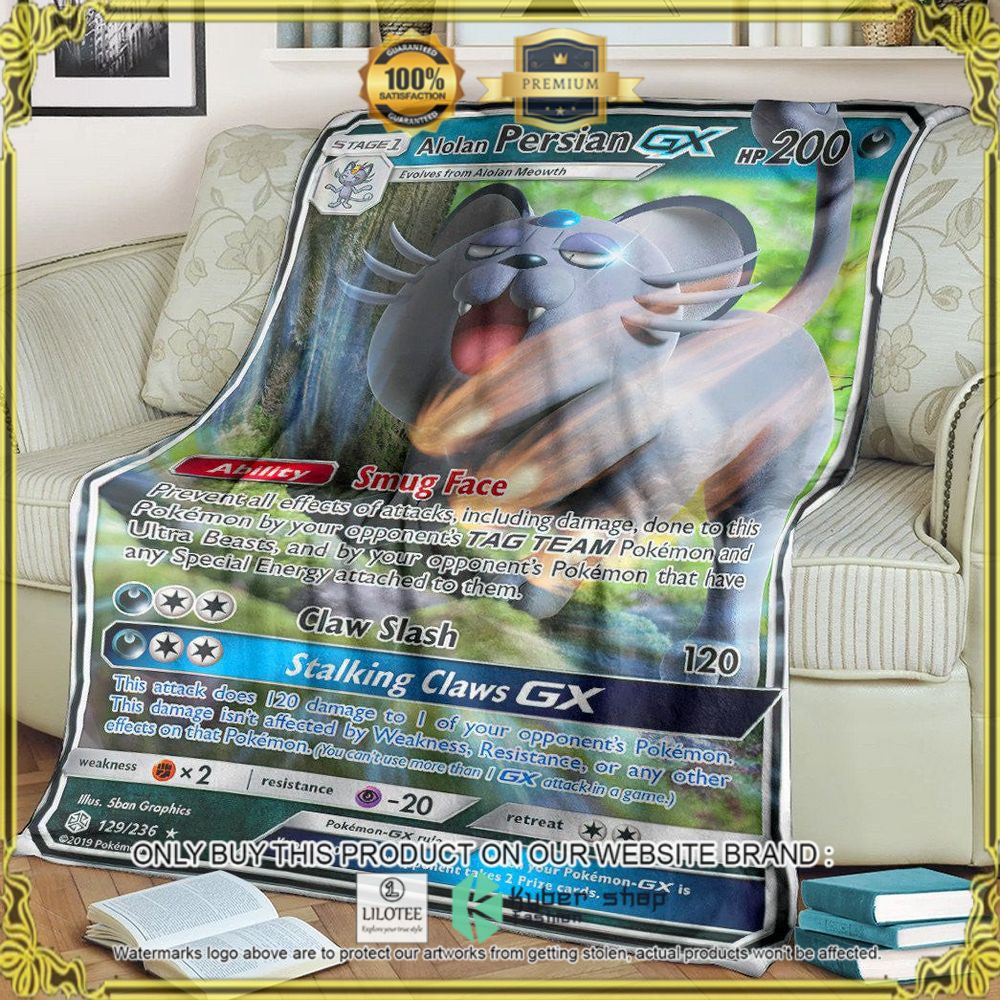 Alolan Persian-GX Cosmic Eclipse Custom Pokemon Soft Blanket - LIMITED EDITION 8