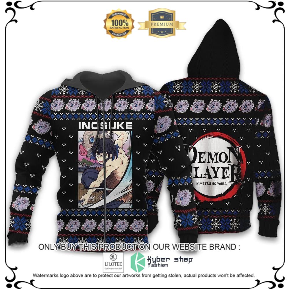 Alternative view of Anime Inosuke Demon Slayer Ugly Christmas Sweater, Hoodie - LIMITED EDITION