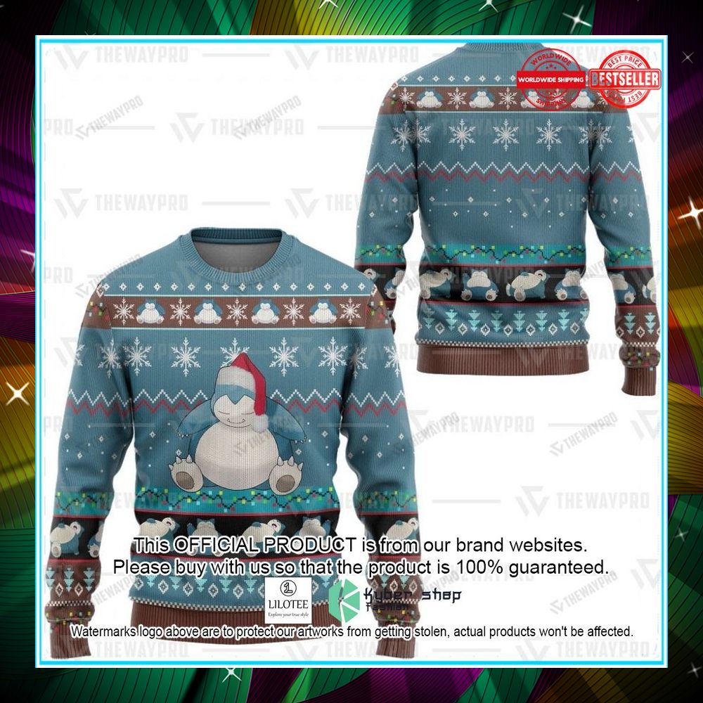 anime pokemon snorlax christmas sweater 2 526