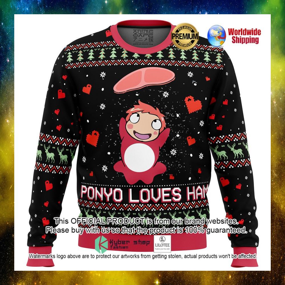 anime ponyo love ham christmas sweater 1 468