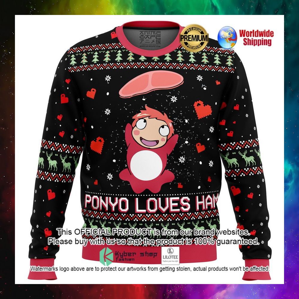 anime ponyo love ham christmas sweater 1 919
