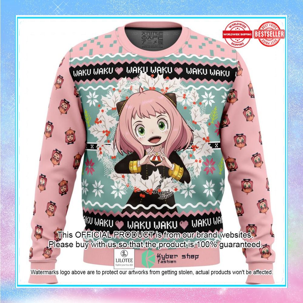 anya forger waku waku spy x family sweater christmas 1 970