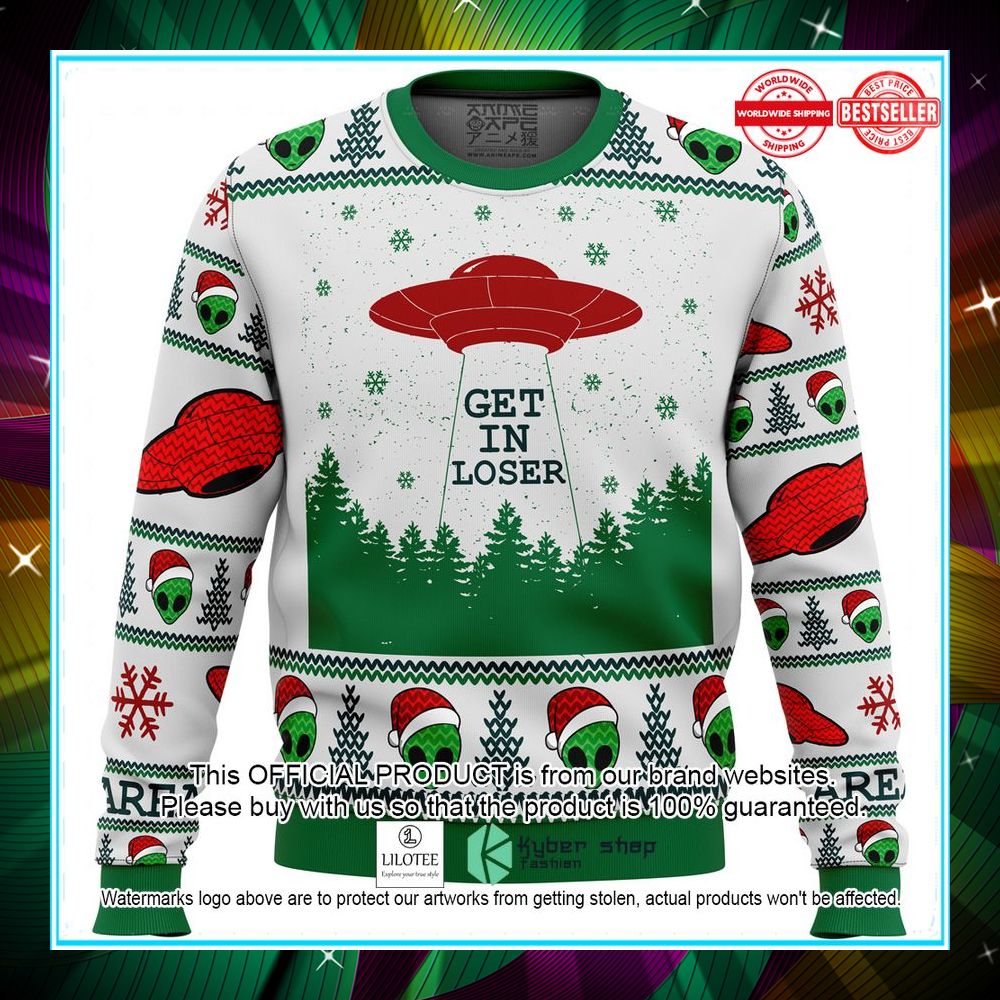 area 51 get in loser ugly christmas sweater 1 452