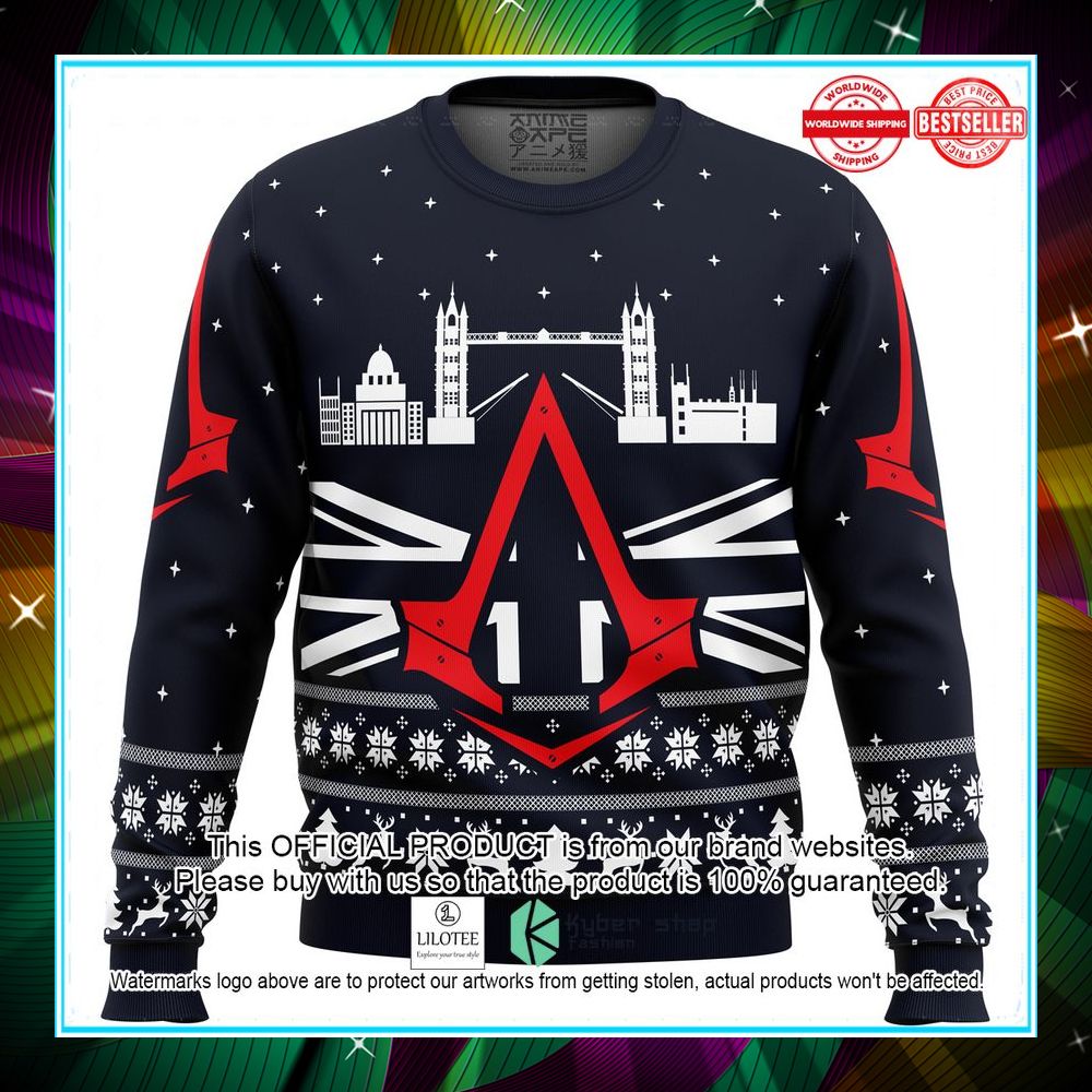 assassins creed london bridge christmas sweater 1 504