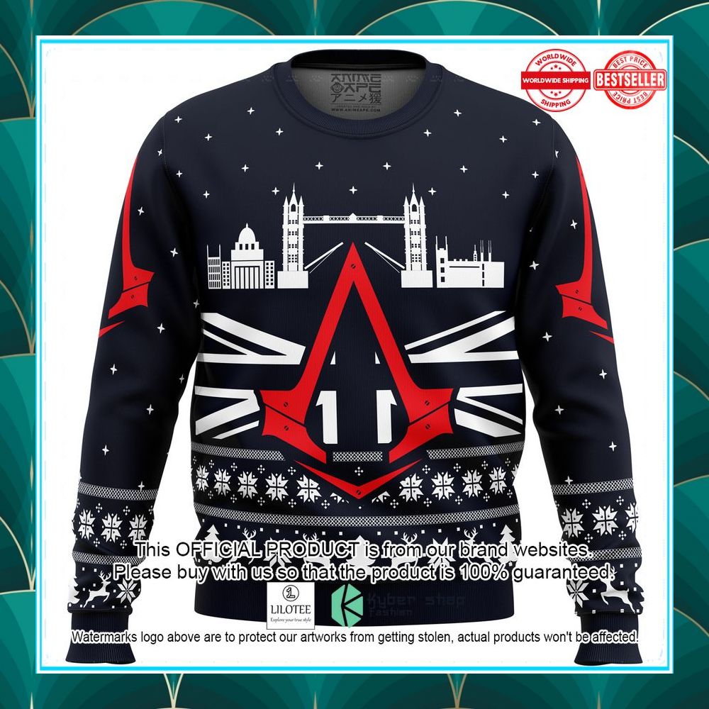 assassins creed london bridge christmas sweater 1 985