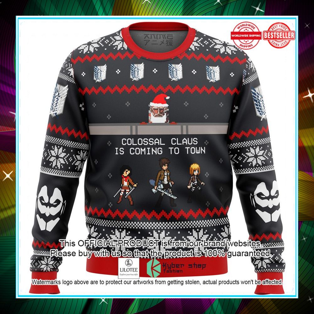 attack on titan colossal claus sweater christmas 1 919