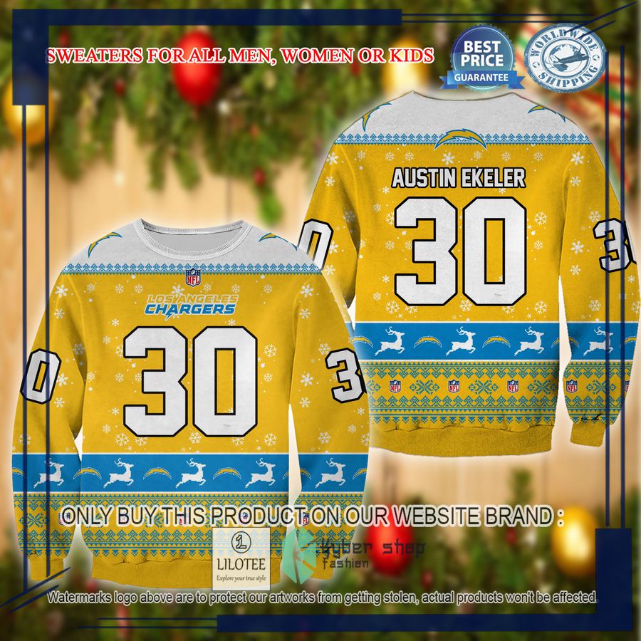 austin ekeler los angeles chargers christmas sweater 1 40701