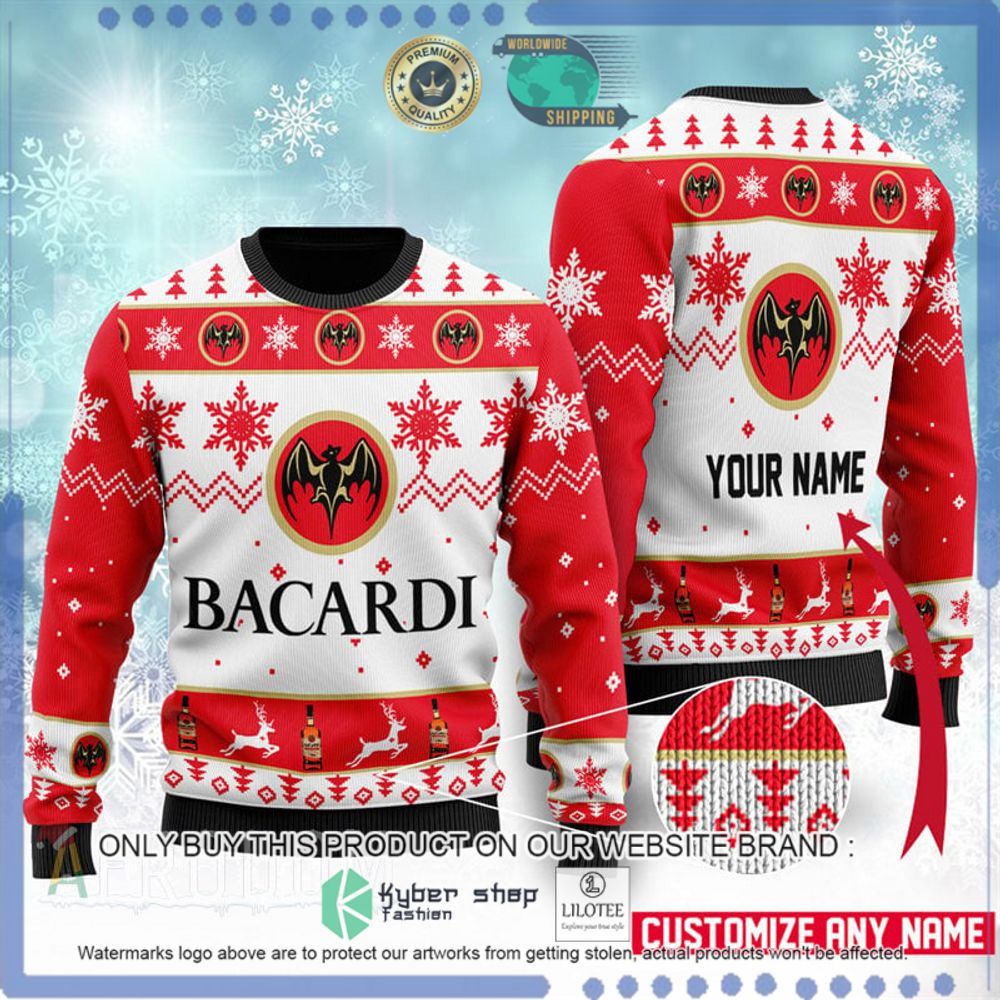 bacardi your name red white christmas sweater 1 23465