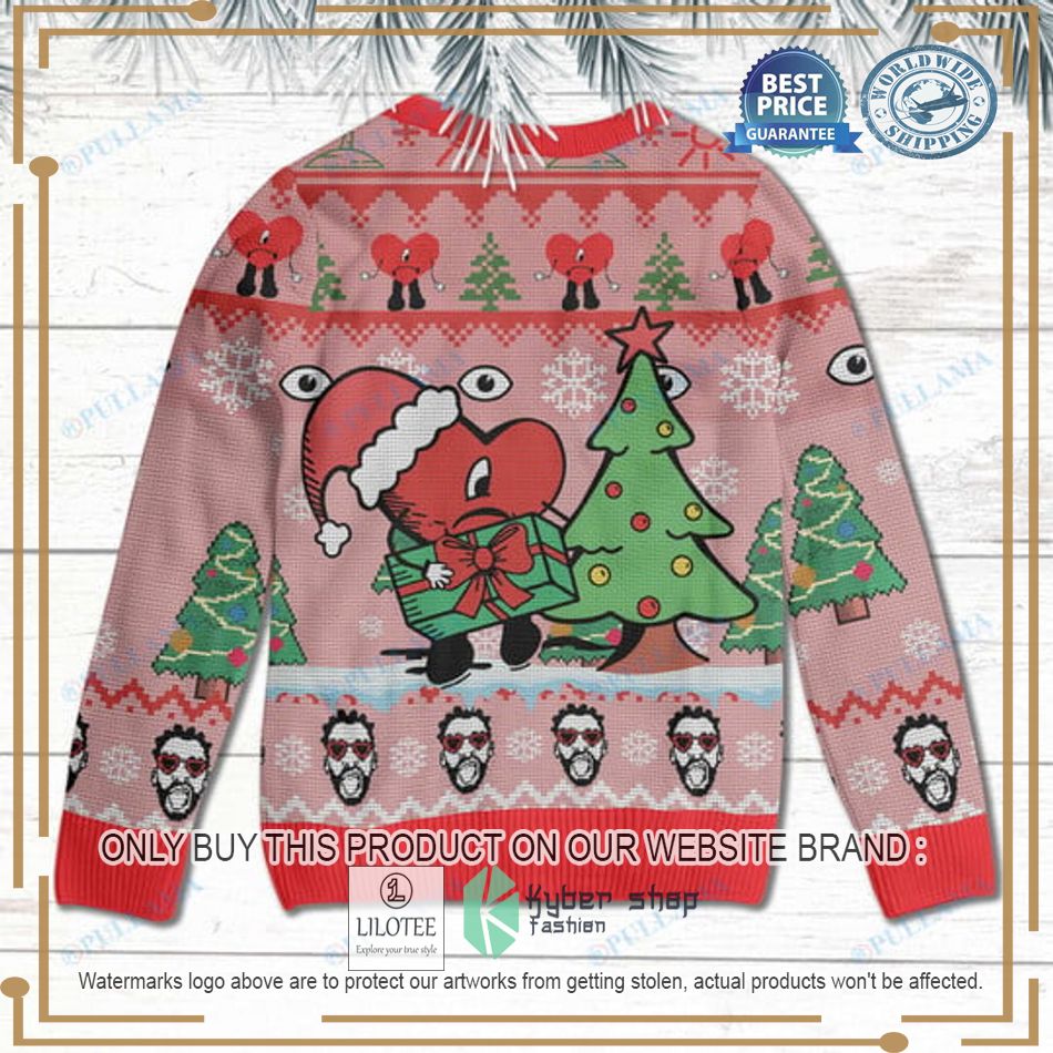 bad bunny cups pink ugly christmas sweater 3 6580