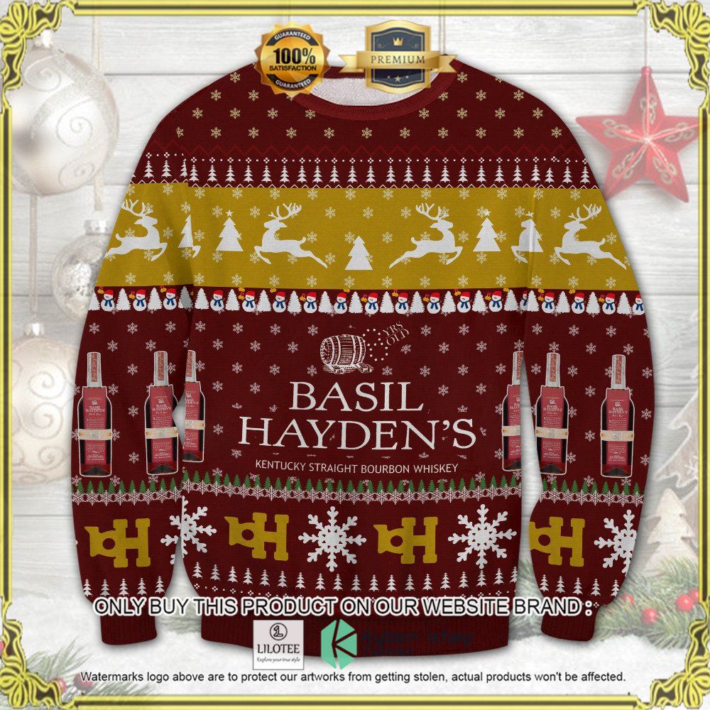 basil haydens kentucky straight bourbon whiskey knitted christmas sweater 1 13277