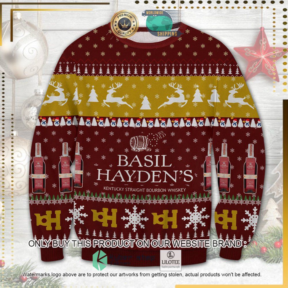 basil haydens kentucky straight bourbon whiskey knitted christmas sweater 1 78005