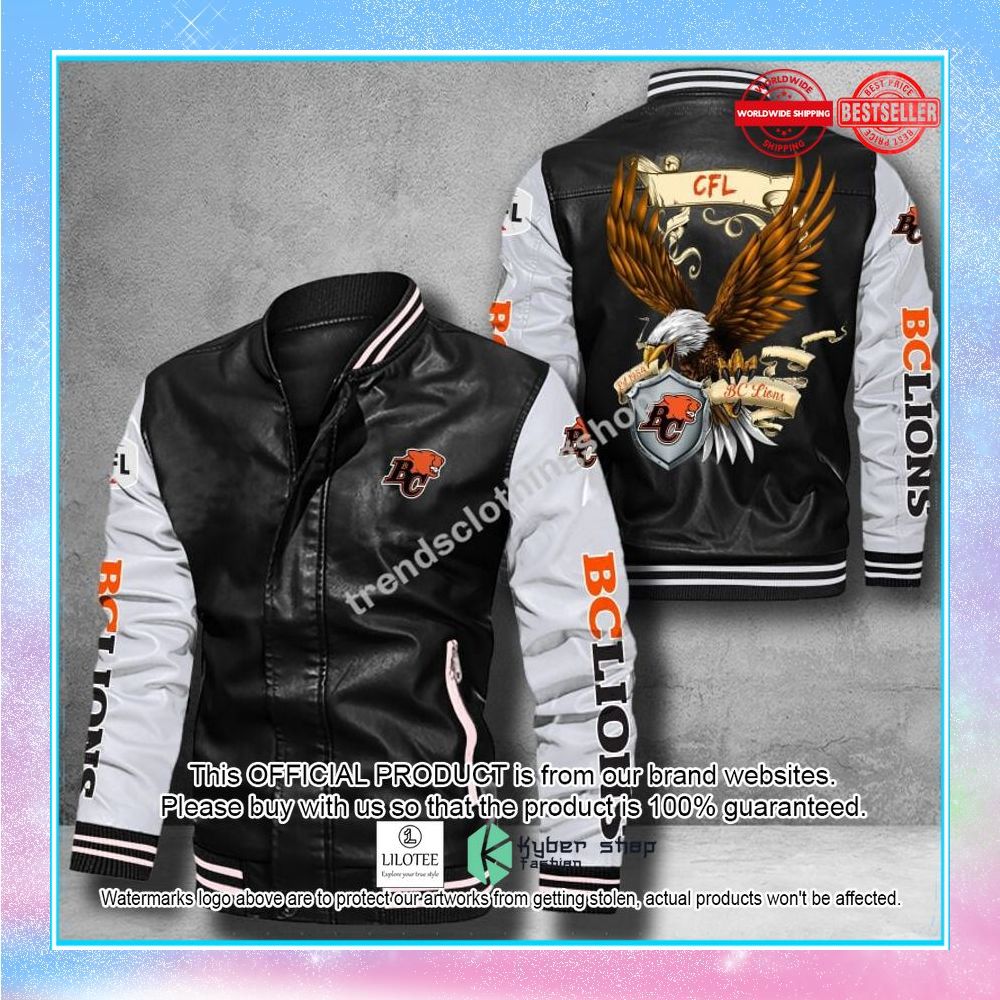 bc lions eagle cfl leather bomber jacket 1 288