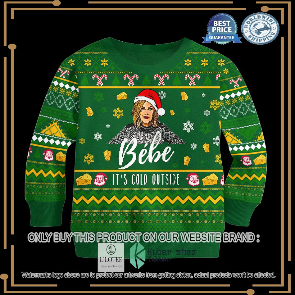 bebe its cold outside green christmas sweater 2 74250