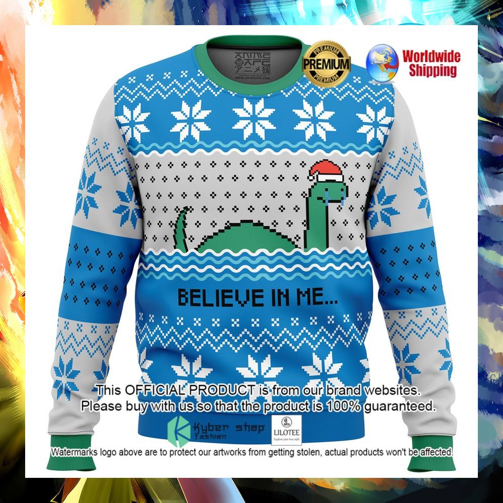 believe in me nessie santa hat christmas sweater 1 352